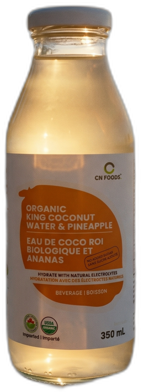 Bottle of CN Foods Organic Pineapple Infused King Coconut Water