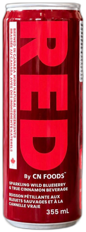 Can of RED by CN Foods sparkling wild blueberry and cinnamon beverage